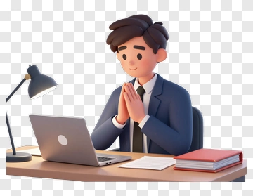 3D Businessman Working At A Desk PNG