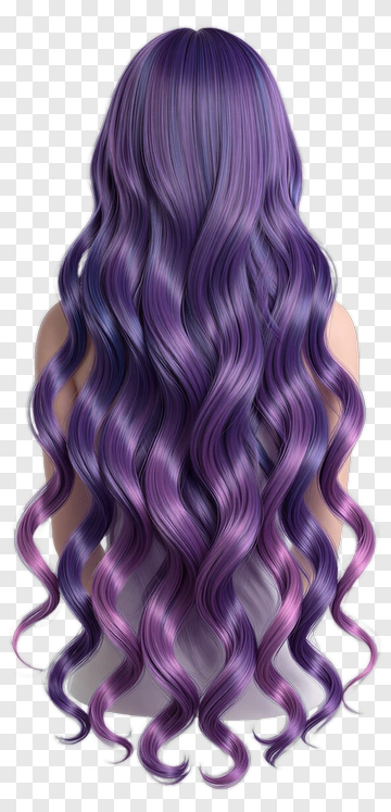 Wavy Purple Hair With Ombre Effect PNG