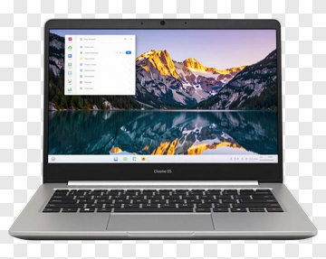 Chromebook With Mountain Landscape Display PNG