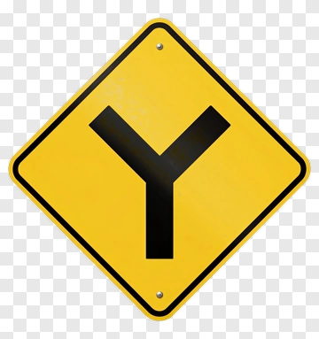 Yellow Y-Shaped Traffic Sign PNG