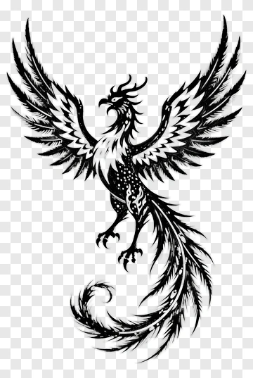 Stylized Phoenix With Outstretched Wings PNG