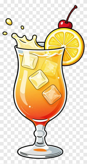 Colorful Cocktail With Lemon And Cherry PNG