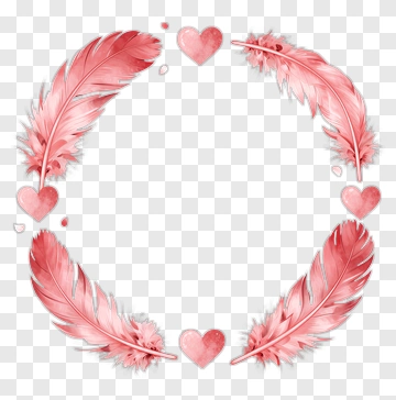 Feather And Heart Decorative Frame PNG