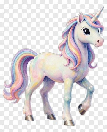 Colorful Unicorn With Rainbow Mane PNG