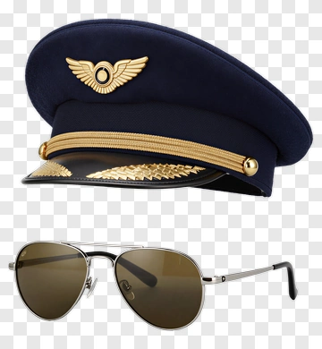 Pilot Hat And Sunglasses PNG