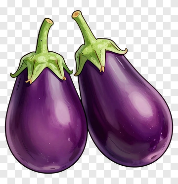 Cartoon Eggplant Pair PNG
