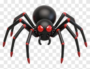 Cartoon Black Spider With Red Accents PNG