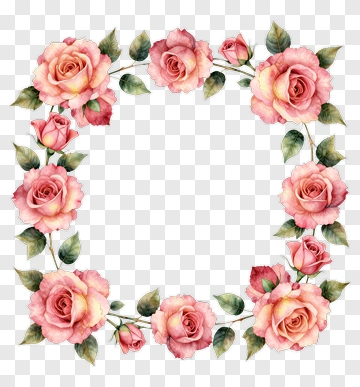 Pink Rose Floral Frame PNG