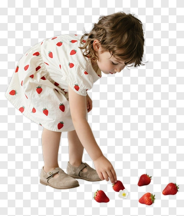 Girl Picking Strawberries PNG