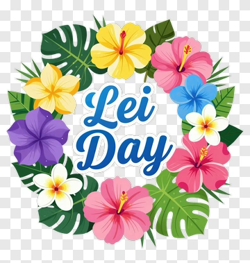 Colorful Lei Day Floral Wreath PNG