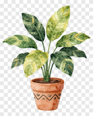 Felt Potted Plant With Green Leaves PNG