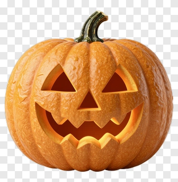 Halloween Pumpkin With A Carved Face PNG
