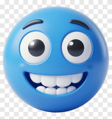 Cartoon Blue Smiley Face PNG