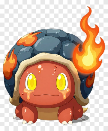 Cartoon Fire Turtle Character PNG