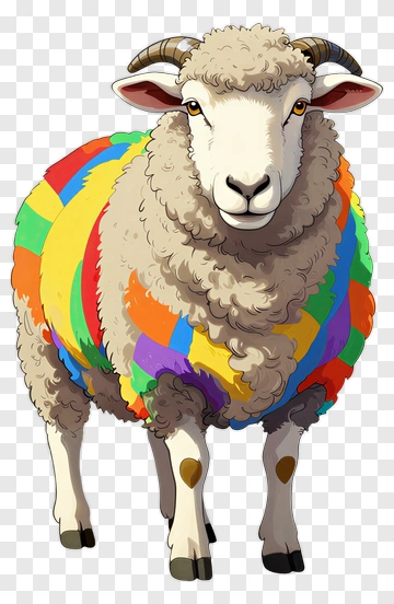 Colorful Cartoon Sheep PNG