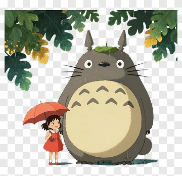 Girl Holding An Umbrella With Totoro PNG