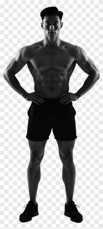Muscular Man Standing In Athletic Pose PNG