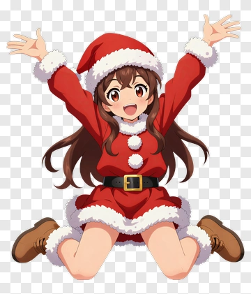 Happy Girl In A Santa Costume PNG