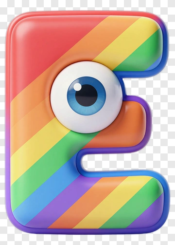 Colorful Letter E With Eye PNG