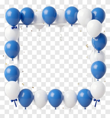 Blue And White Balloon Frame PNG