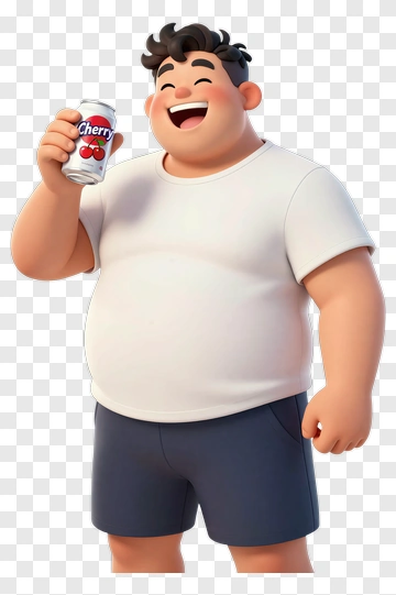 Cartoon Boy Holding A Cherry Soda Can PNG