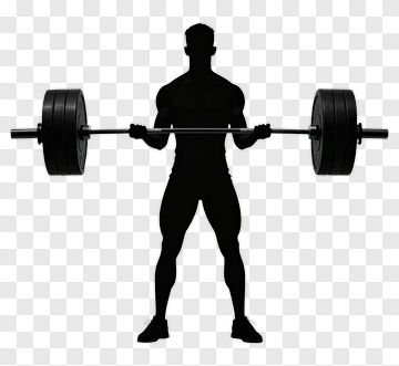 Silhouette Of A Weightlifter Lifting A Barbell PNG