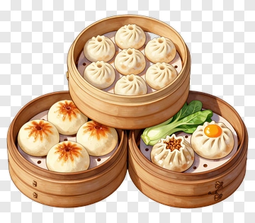 Steamed Dumplings In Bamboo Baskets PNG