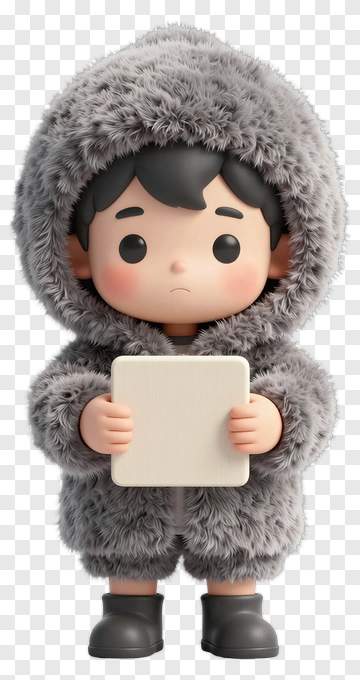 3D Child Holding A Blank Sign PNG