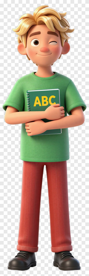 Cartoon Boy Holding An Abc Notebook PNG