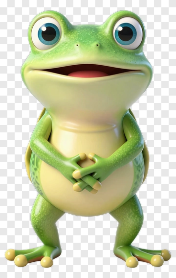 Cartoon Frog Standing With Hands Together PNG