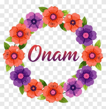 Floral Wreath With Onam Text PNG