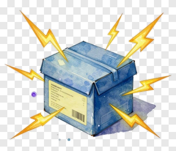 Cartoon Blue Box With Lightning Bolts PNG