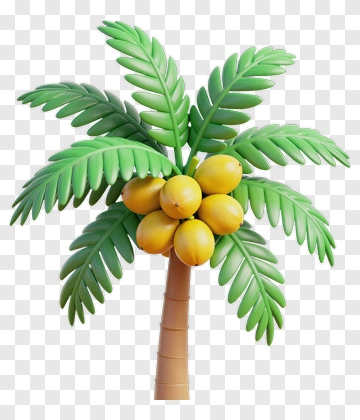 3D Palm Tree With Yellow Fruit PNG