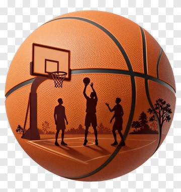 Basketball With Players Silhouettes PNG
