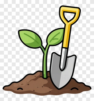 Cartoon Plant Growing With A Shovel PNG