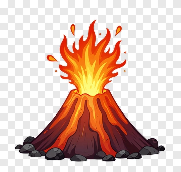 Cartoon Volcano Erupting With Lava PNG