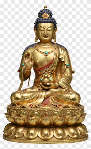 Golden Buddha Statue Sitting On Lotus Base PNG