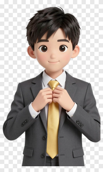 3D Businessman Adjusting His Tie PNG