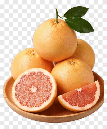 Fresh Grapefruit On A Wooden Plate PNG