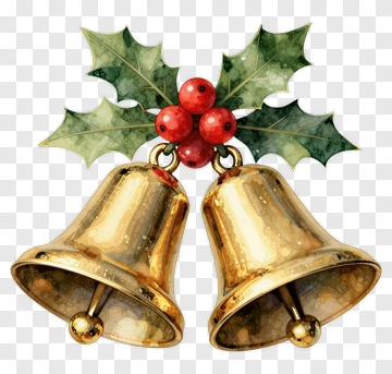 Christmas Bells With Holly PNG