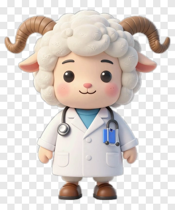 3D Cartoon Sheep Doctor PNG
