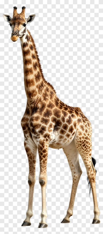 Realistic Giraffe Standing Tall PNG
