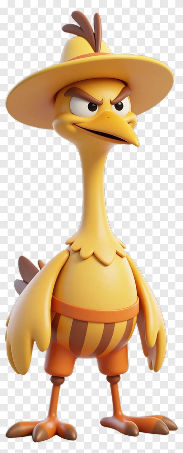 Cartoon Chicken Wearing A Hat PNG