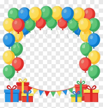 Colorful Balloon Arch With Gift Boxes PNG