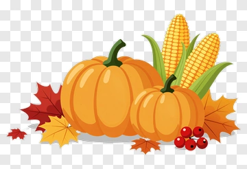 Autumn Pumpkins With Corn And Leaves PNG