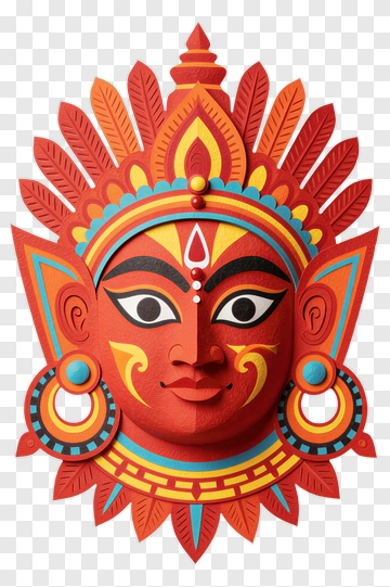 Colorful Hindu Goddess Mask PNG