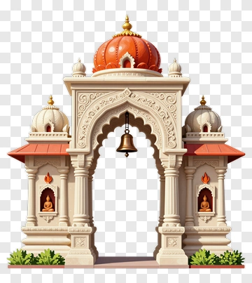 Ornate Temple Entrance With Bell PNG
