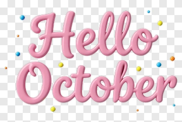 Hello October Text Design PNG