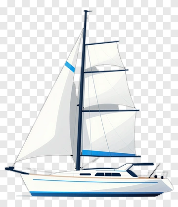 Sailing Yacht With White Sails PNG
