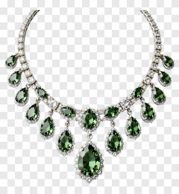 Elegant Green Necklace With Gemstones PNG
